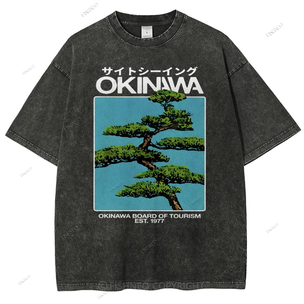 Unisex Okinawa Printed Washed Tee