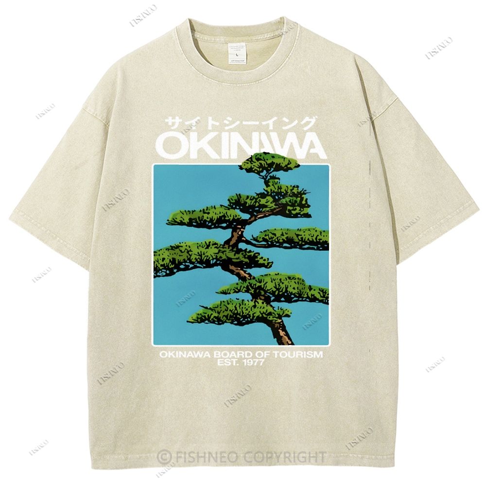 Unisex Okinawa Printed Washed Tee