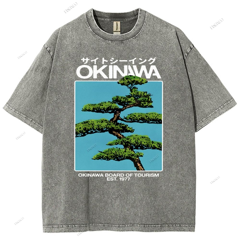 Unisex Okinawa Printed Washed Tee