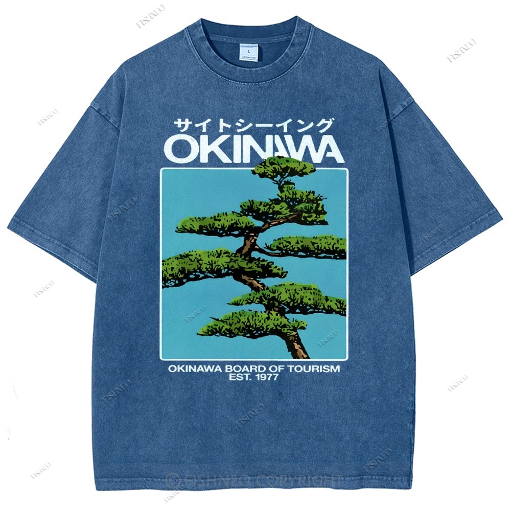 Unisex Okinawa Printed Washed Tee