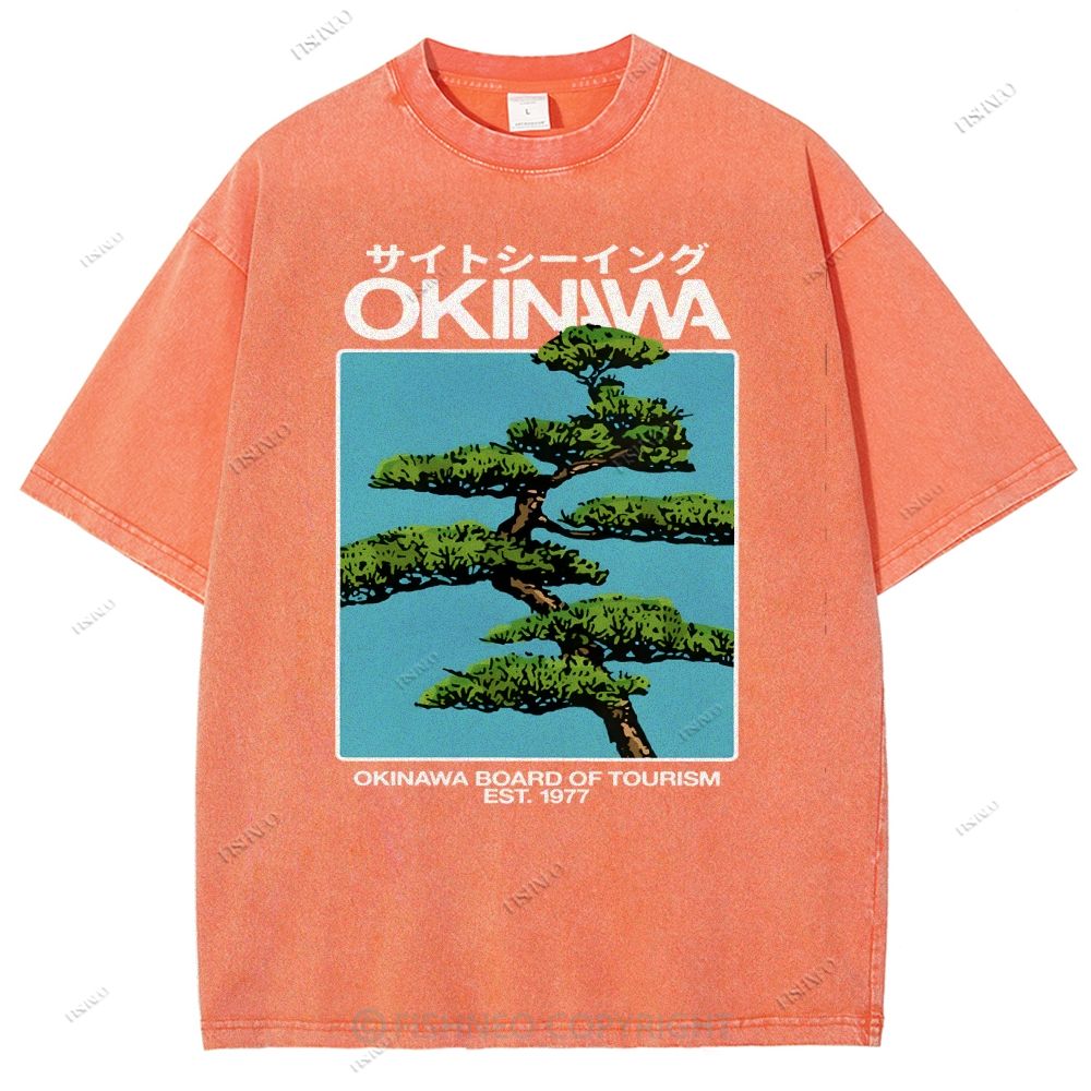 Unisex Okinawa Printed Washed Tee