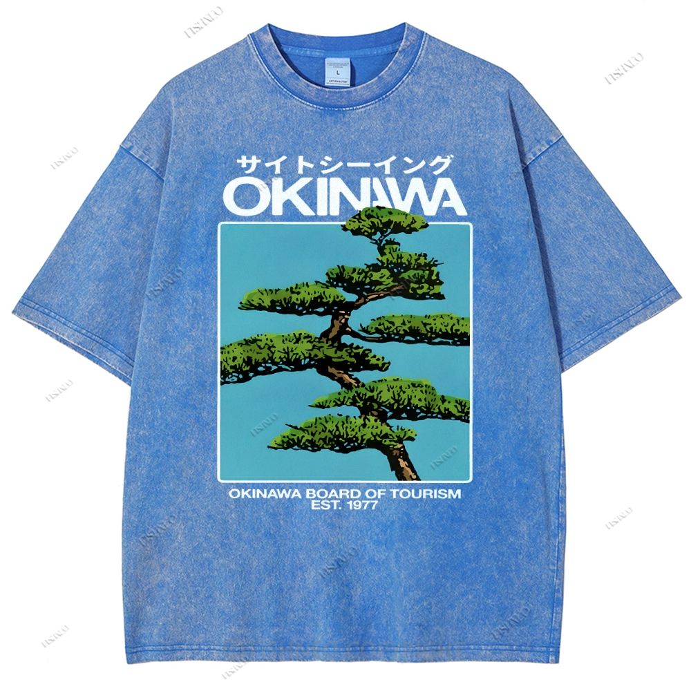 Unisex Okinawa Printed Washed Tee