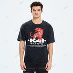 Unisex Japanese Tiger Printed Washed Tee