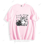 Japanese Cat Samurai Breaking Stuff Classic Cotton T-shirt