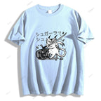 Japanese Cat Samurai Breaking Stuff Classic Cotton T-shirt