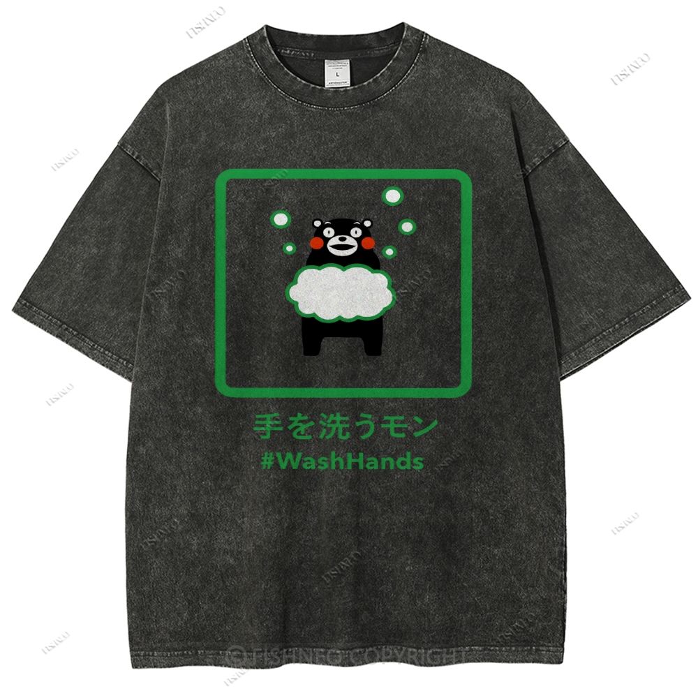 Unisex Wash Hands Kumamon Printed Washed Tee