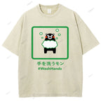 Unisex Wash Hands Kumamon Printed Washed Tee