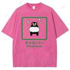 Unisex Wash Hands Kumamon Printed Washed Tee