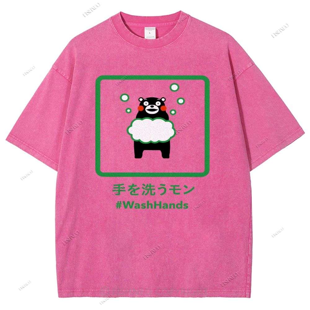 Unisex Wash Hands Kumamon Printed Washed Tee