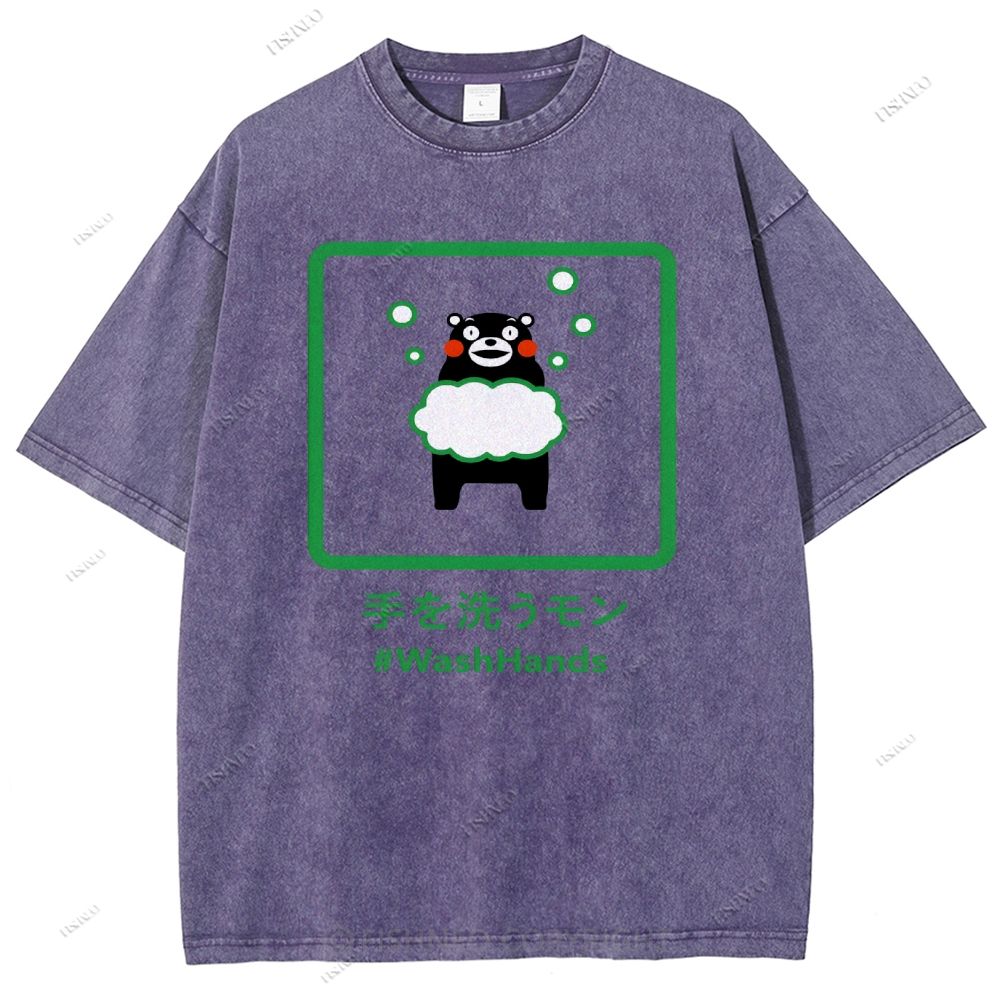 Unisex Wash Hands Kumamon Printed Washed Tee