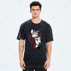 Unisex Japanese Tiger Samurai Ninja Printed Washed Tee