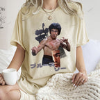 Unisex Japanese Collage Bruce Lee Printed Washed Tee