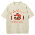 Unisex Japanese Daruma Printed Washed Tee
