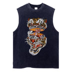 Unisex Tiger Print Washed Tank Top