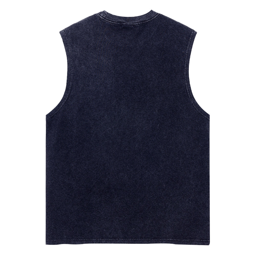 Unisex Tiger Print Washed Tank Top