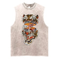 Unisex Tiger Print Washed Tank Top