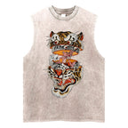 Unisex Tiger Print Washed Tank Top