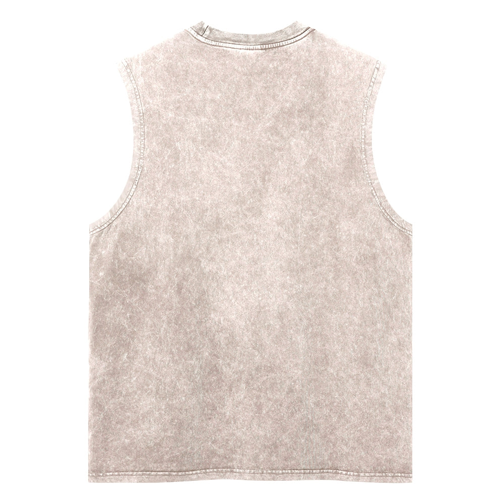Unisex Tiger Print Washed Tank Top