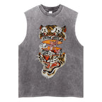 Unisex Tiger Print Washed Tank Top