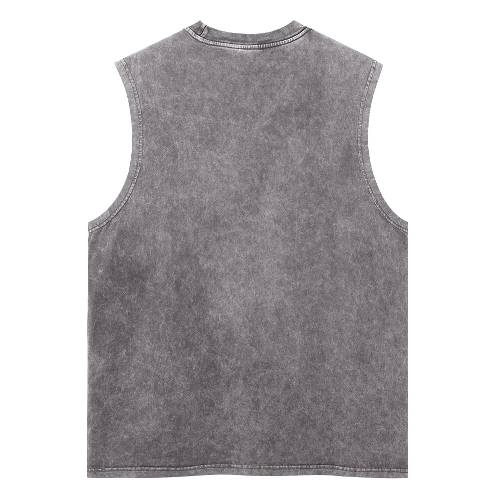 Unisex Tiger Print Washed Tank Top