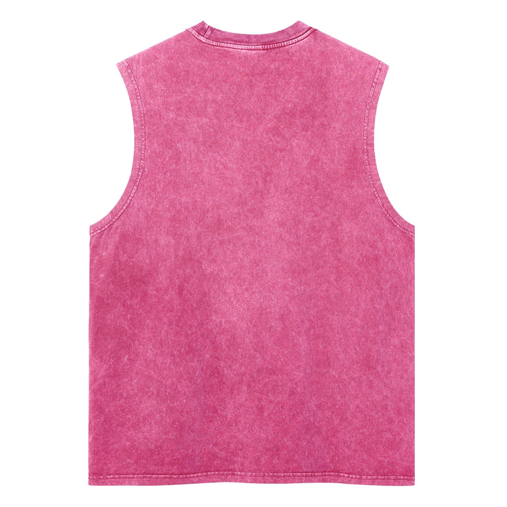 Unisex Tiger Print Washed Tank Top