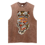 Unisex Tiger Print Washed Tank Top
