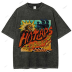 Unisex Japanese Anime Graffiti Printed Washed Tee