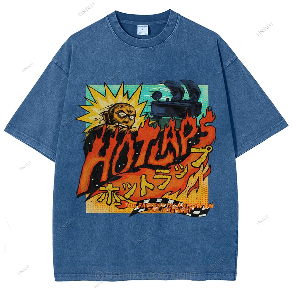 Unisex Japanese Anime Graffiti Printed Washed Tee