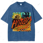 Unisex Japanese Anime Graffiti Printed Washed Tee