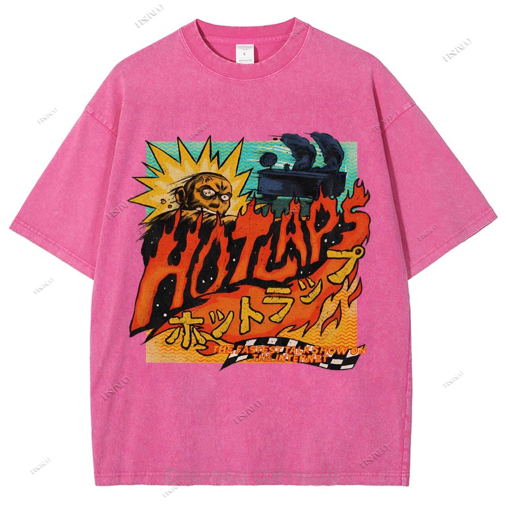Unisex Japanese Anime Graffiti Printed Washed Tee