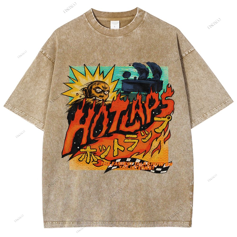 Unisex Japanese Anime Graffiti Printed Washed Tee
