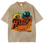 Unisex Japanese Anime Graffiti Printed Washed Tee