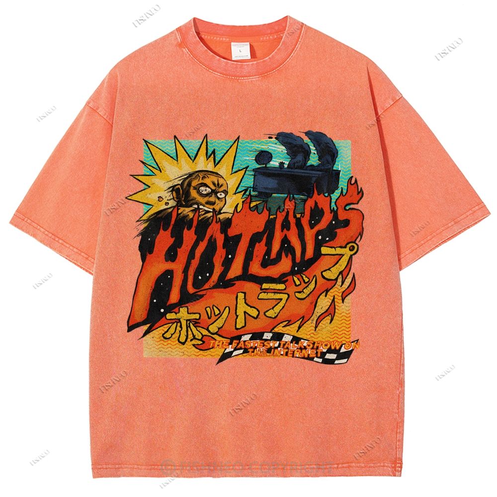 Unisex Japanese Anime Graffiti Printed Washed Tee