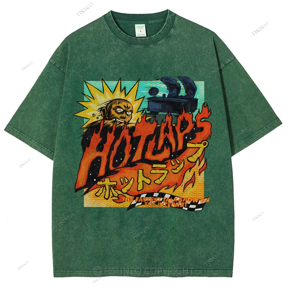 Unisex Japanese Anime Graffiti Printed Washed Tee