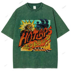 Unisex Japanese Anime Graffiti Printed Washed Tee