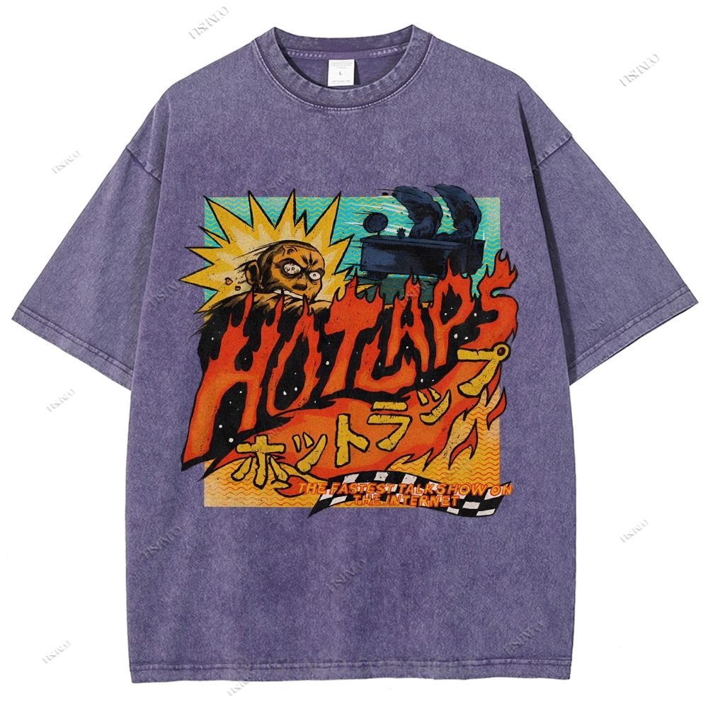 Unisex Japanese Anime Graffiti Printed Washed Tee