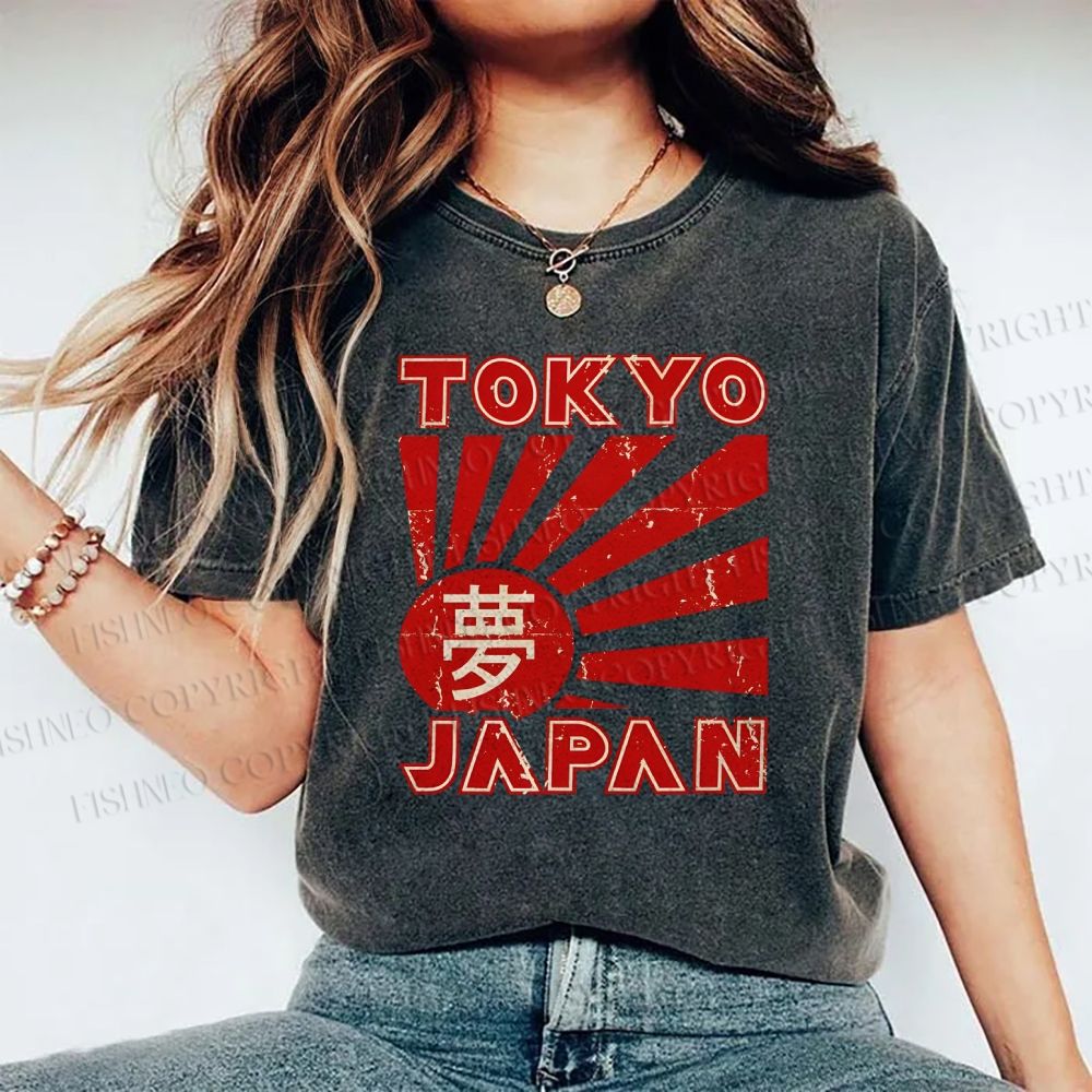 Unisex Tokyo Japan Printed Washed Tee