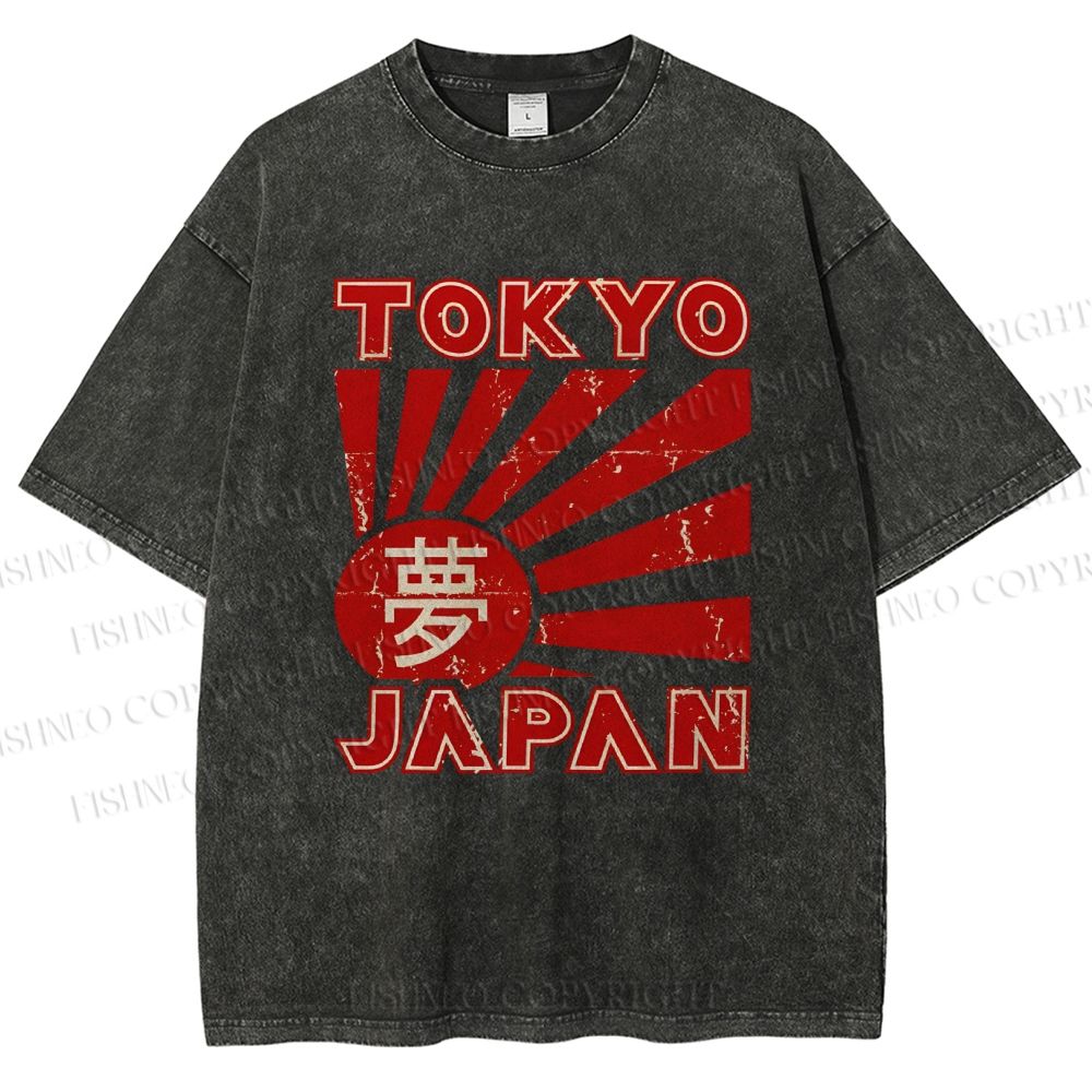 Unisex Tokyo Japan Printed Washed Tee