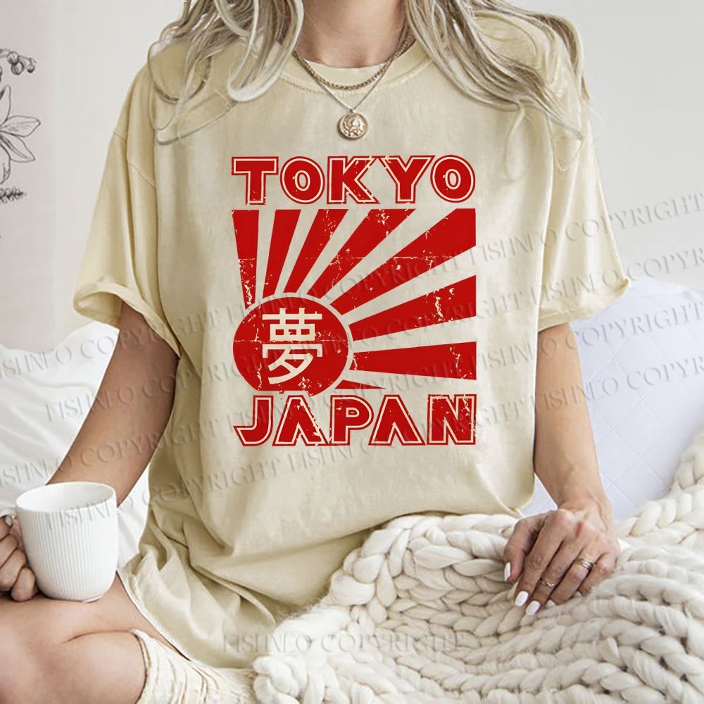 Unisex Tokyo Japan Printed Washed Tee