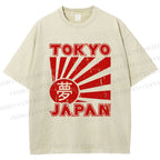 Unisex Tokyo Japan Printed Washed Tee