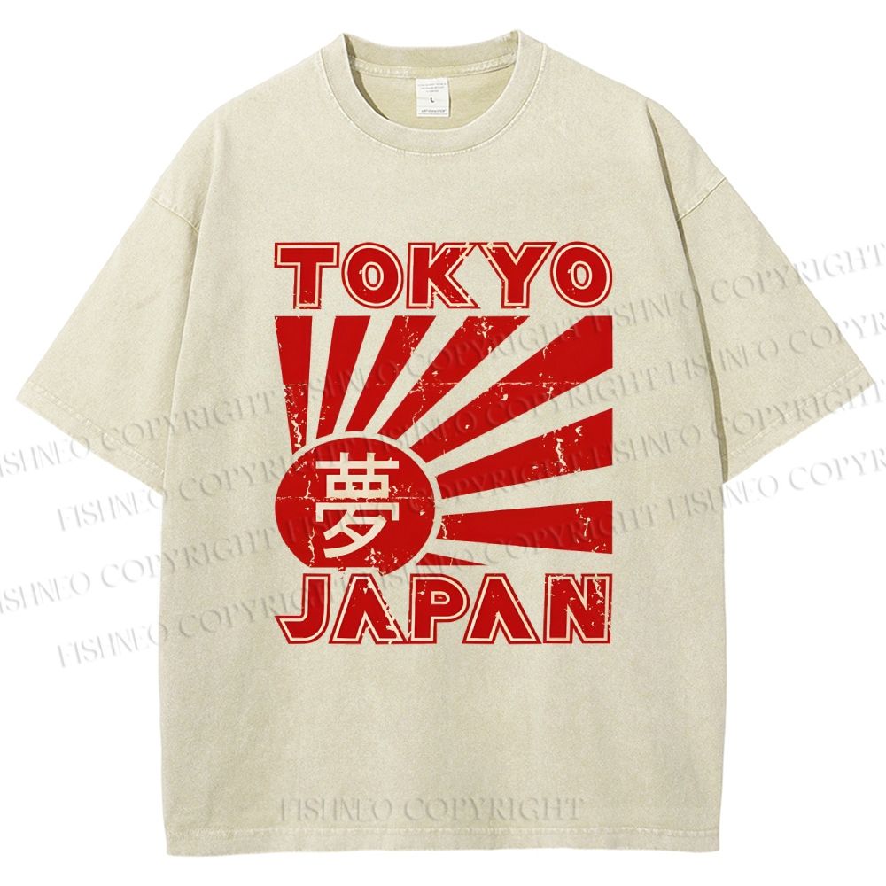 Unisex Tokyo Japan Printed Washed Tee