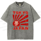 Unisex Tokyo Japan Printed Washed Tee