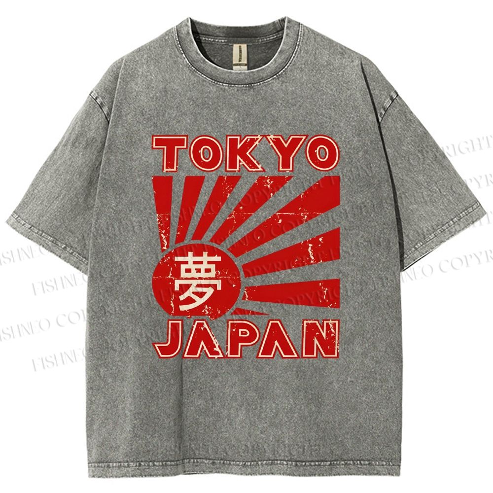 Unisex Tokyo Japan Printed Washed Tee
