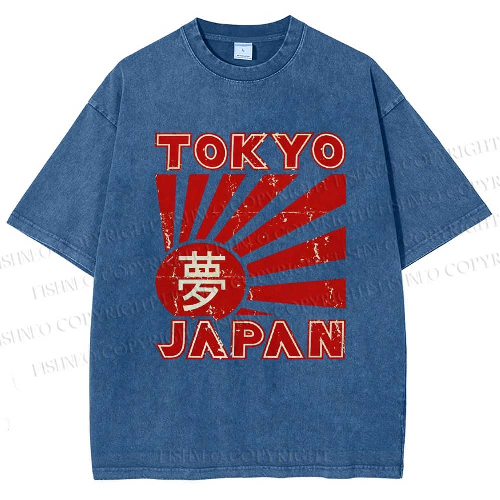 Unisex Tokyo Japan Printed Washed Tee