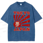 Unisex Tokyo Japan Printed Washed Tee