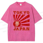Unisex Tokyo Japan Printed Washed Tee