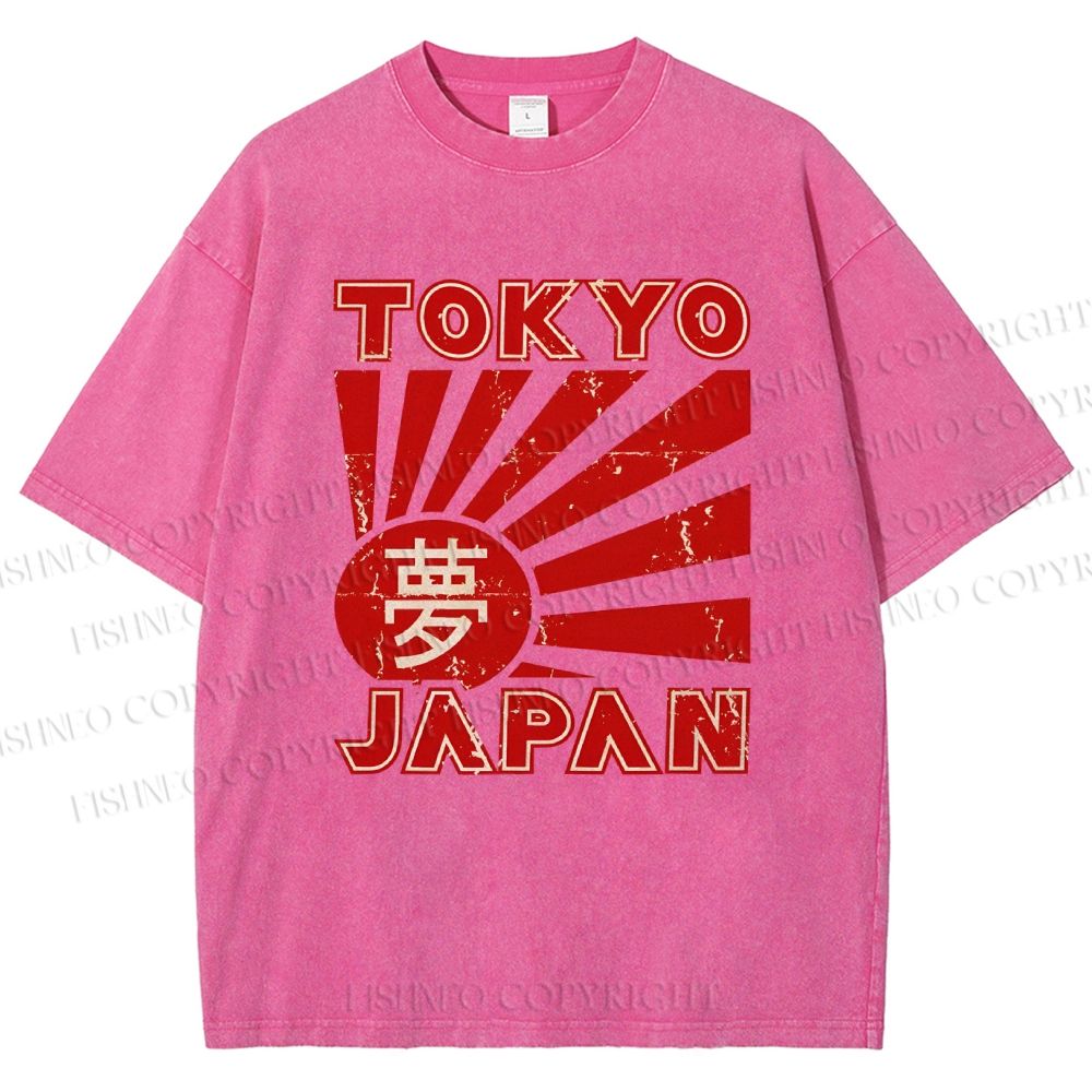 Unisex Tokyo Japan Printed Washed Tee