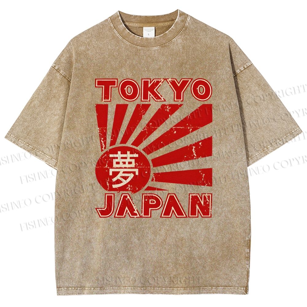 Unisex Tokyo Japan Printed Washed Tee