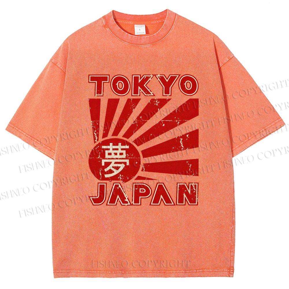 Unisex Tokyo Japan Printed Washed Tee