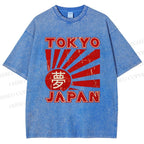Unisex Tokyo Japan Printed Washed Tee